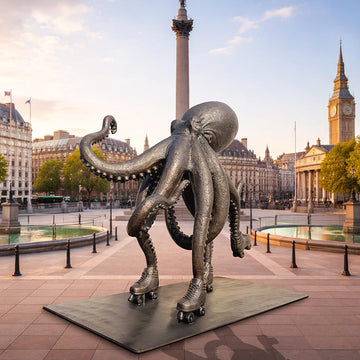 The Octopus Races on Rollers Skates (Bronze Sculpture)