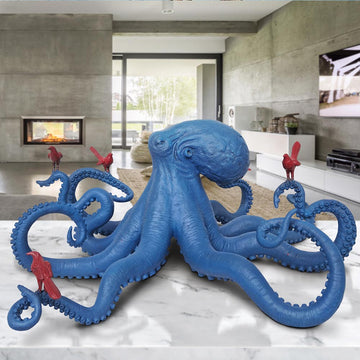 Octopus with Bird Friends (Bronze Sculpture)