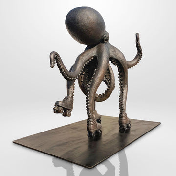 The Octopus Races on Rollers Skates (Bronze Sculpture)