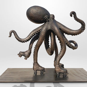 The Octopus Races on Rollers Skates (Bronze Sculpture)