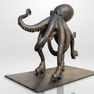 The Octopus Races on Rollers Skates (Bronze Sculpture)