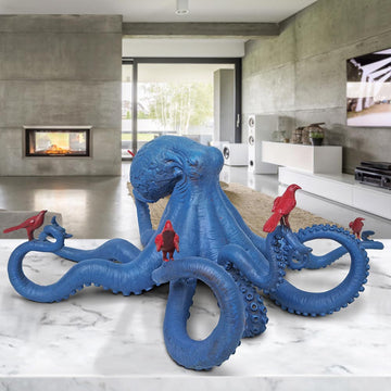 Octopus with Bird Friends (Bronze Sculpture)