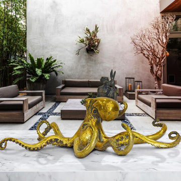 Golden Octopus with Friends (Bronze Sculpture, Miniature Collection)