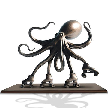 The Octopus Races on Rollers Skates (Bronze Sculpture)