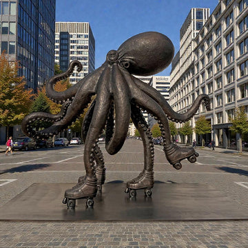 The Octopus Races on Rollers Skates (Bronze Sculpture)