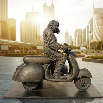 Tapanuli Orangutan Races in the Vespa Side Car (Bronze Sculpture)