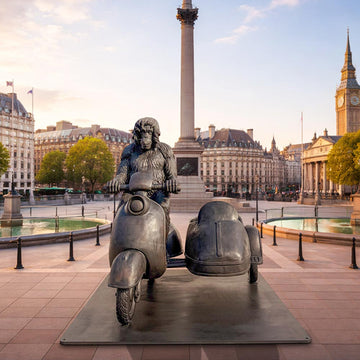 Tapanuli Orangutan Races in the Vespa Side Car (Bronze Sculpture)