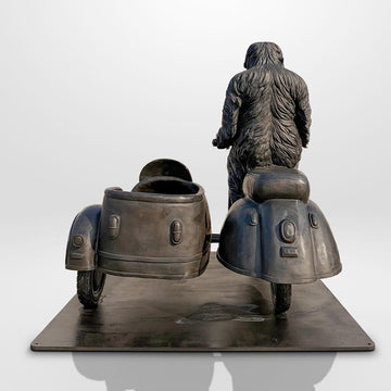 Tapanuli Orangutan Races in the Vespa Side Car (Bronze Sculpture)