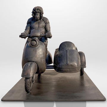 Tapanuli Orangutan Races in the Vespa Side Car (Bronze Sculpture)