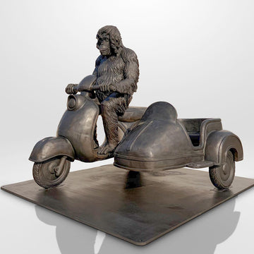 Tapanuli Orangutan Races in the Vespa Side Car (Bronze Sculpture)