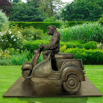 Tapanuli Orangutan Races in the Vespa Side Car (Bronze Sculpture)