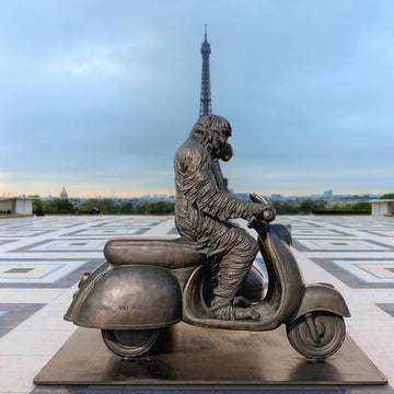Tapanuli Orangutan Races in the Vespa Side Car (Bronze Sculpture)