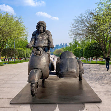 Tapanuli Orangutan Races in the Vespa Side Car (Bronze Sculpture)