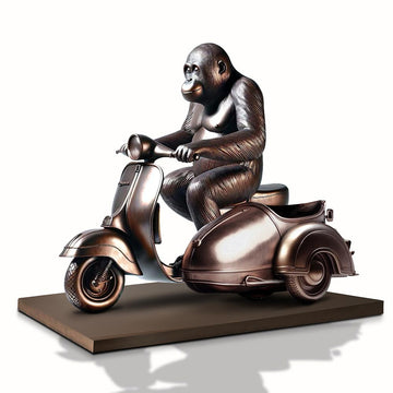Tapanuli Orangutan Races in the Vespa Side Car (Bronze Sculpture)