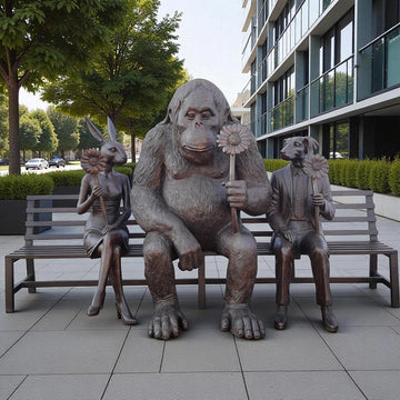 The Orangutan Bench of Friendship (Bronze Sculpture)