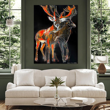 Orion, the Bolting Red Deer (Original Painting)