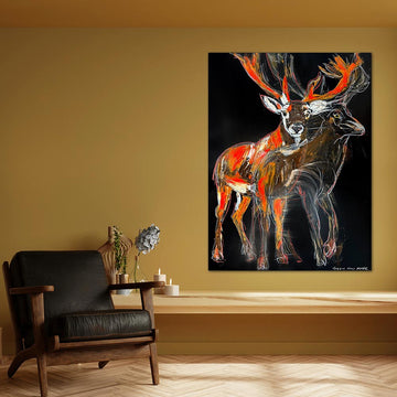 Orion, the Bolting Red Deer (Original Painting)