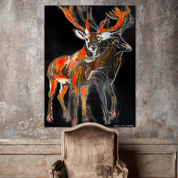 Orion, the Bolting Red Deer (Original Painting)
