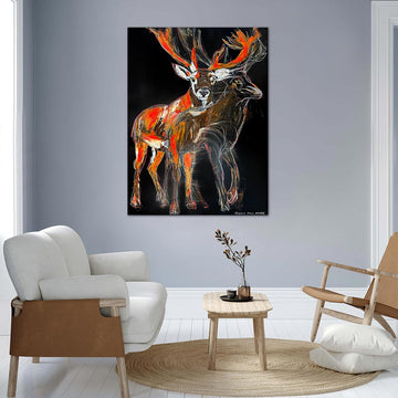 Orion, the Bolting Red Deer (Original Painting)