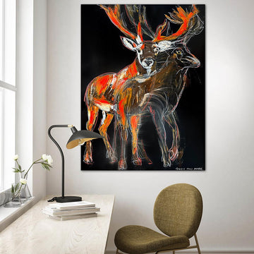 Orion, the Bolting Red Deer (Original Painting)