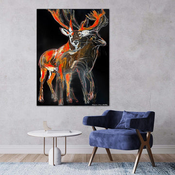 Orion, the Bolting Red Deer (Original Painting)