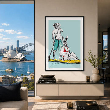 He Was Paddling Fast to the Secluded Beach Because He Couldn’t Wait to Kiss Her (Print)