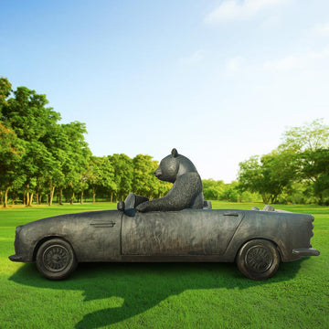 The Giant Panda Races in the Convertible (Bronze Sculpture)