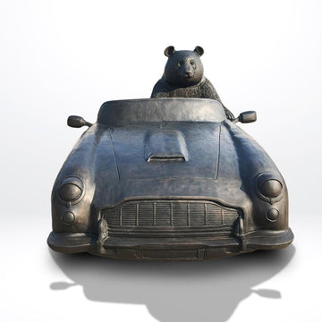 The Giant Panda Races in the Convertible (Bronze Sculpture)