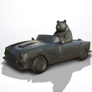 The Giant Panda Races in the Convertible (Bronze Sculpture)