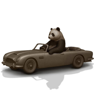 The Giant Panda Races in the Convertible (Bronze Sculpture)