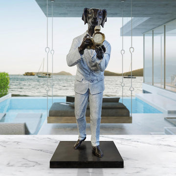 Paparazzi Dog Loves Snapping (Bronze Sculpture)