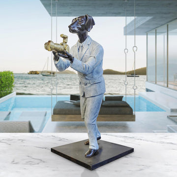 Paparazzi Dog Loves Snapping (Bronze Sculpture)