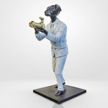 Paparazzi Dog Loves Snapping (Bronze Sculpture)
