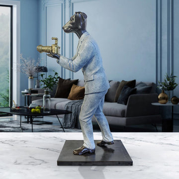 Paparazzi Dog Loves Snapping (Bronze Sculpture)