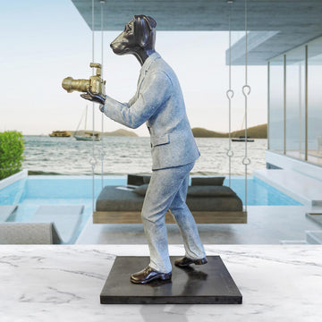 Paparazzi Dog Loves Snapping (Bronze Sculpture)