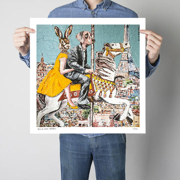 He Thought Paris Was for Lovers and She Thought "Oui!" (Print)