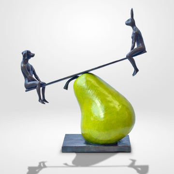 The Pearfect See Saw Lovers (Bronze Sculpture)