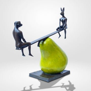 The Pearfect See Saw Lovers (Bronze Sculpture)
