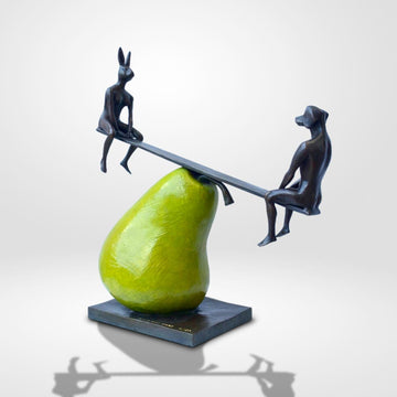 The Pearfect See Saw Lovers (Bronze Sculpture)