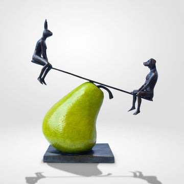 The Pearfect See Saw Lovers (Bronze Sculpture)