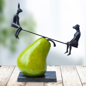 The Pearfect See Saw Lovers (Bronze Sculpture)