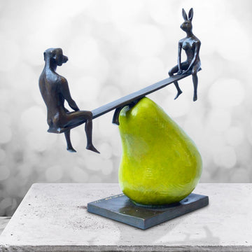 The Pearfect See Saw Lovers (Bronze Sculpture)