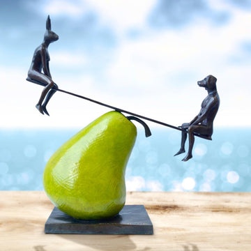 The Pearfect See Saw Lovers (Bronze Sculpture)