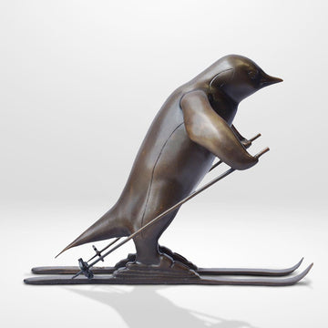 The Downhill Penguin (Bronze Sculpture, Miniature Collection)