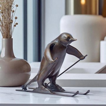 The Downhill Penguin (Bronze Sculpture, Miniature Collection)