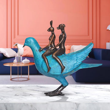 Pigeon Riders on a Mission (Bronze Sculpture, Small)