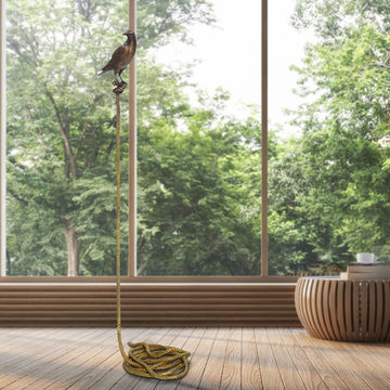 Piper, the magpie on long rope (Bronze Sculpture)