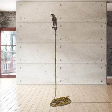 Piper, the magpie on long rope (Bronze Sculpture)