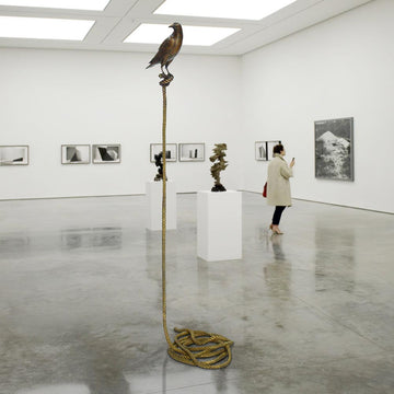 Piper, the magpie on long rope (Bronze Sculpture)