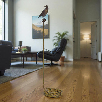 Piper, the magpie on long rope (Bronze Sculpture)